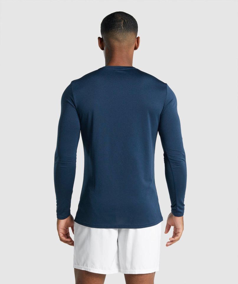 Gymshark Arrival Long Sleeve Graphic T-shirts Herren Navy | AT-61-TEPN