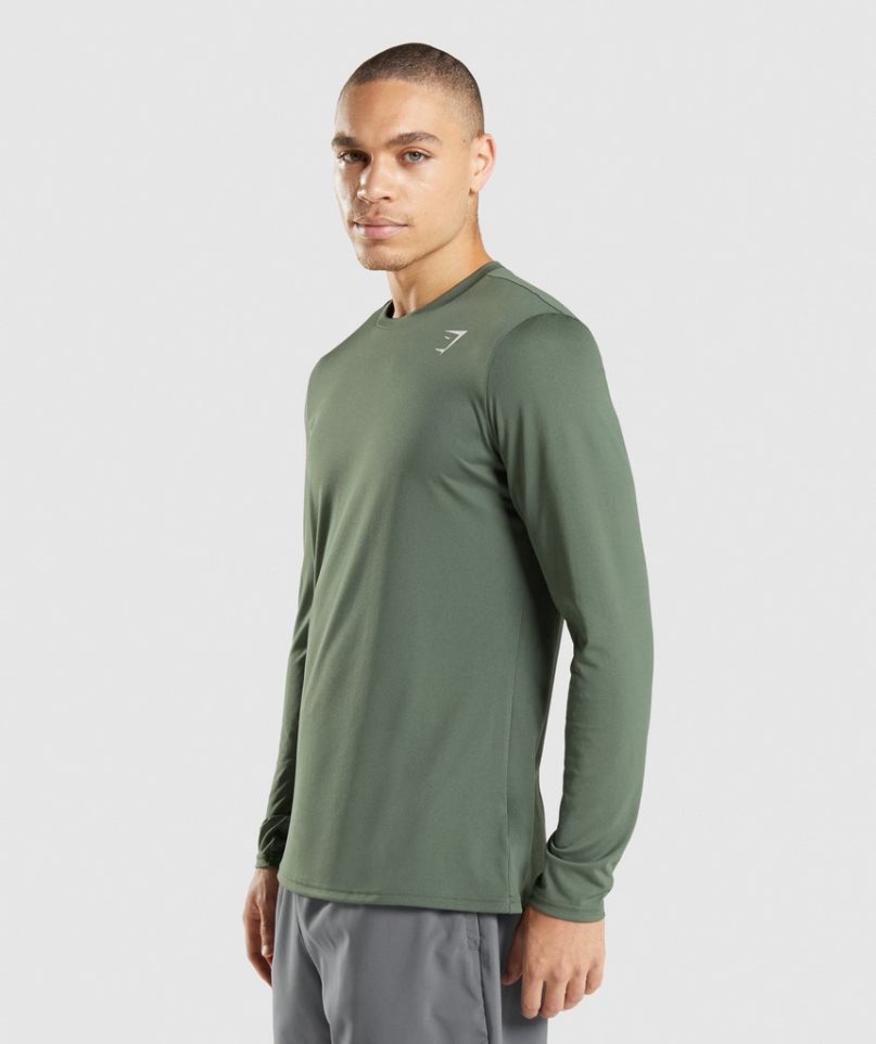 Gymshark Arrival Long Sleeve T-shirts Herren Grün | AT-21-OTHV