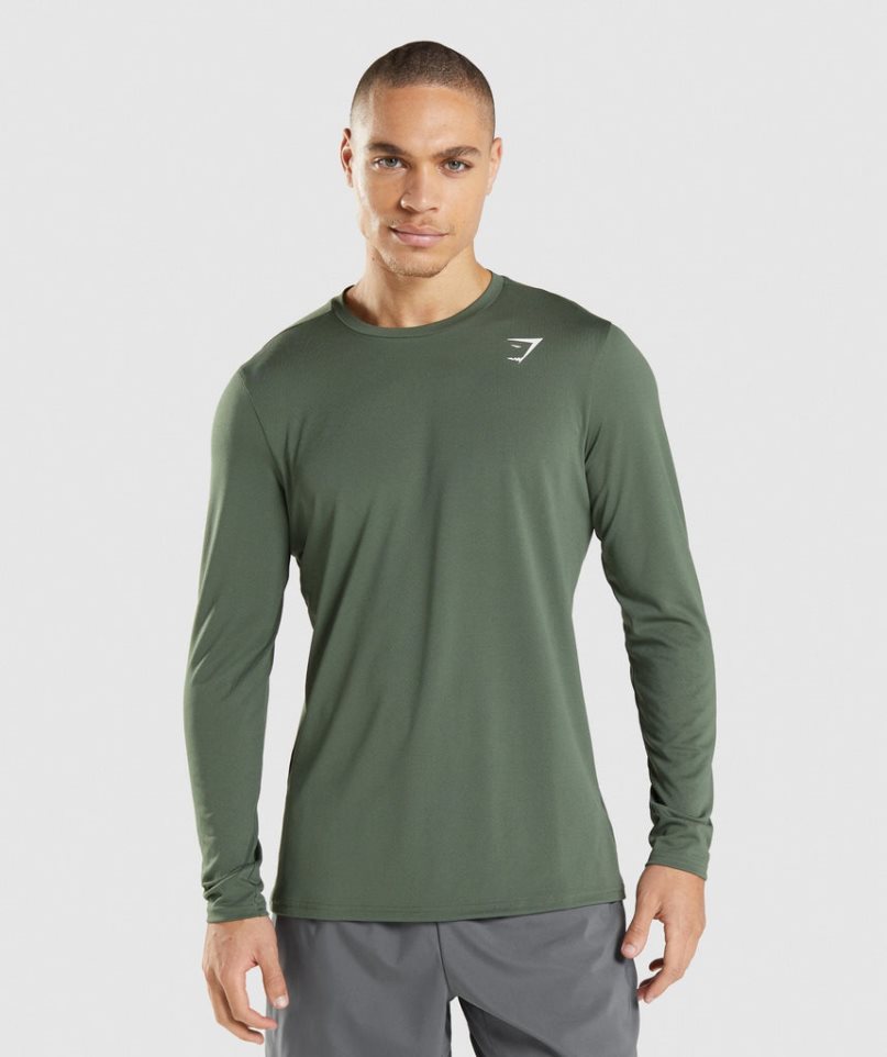 Gymshark Arrival Long Sleeve T-shirts Herren Grün | AT-21-OTHV