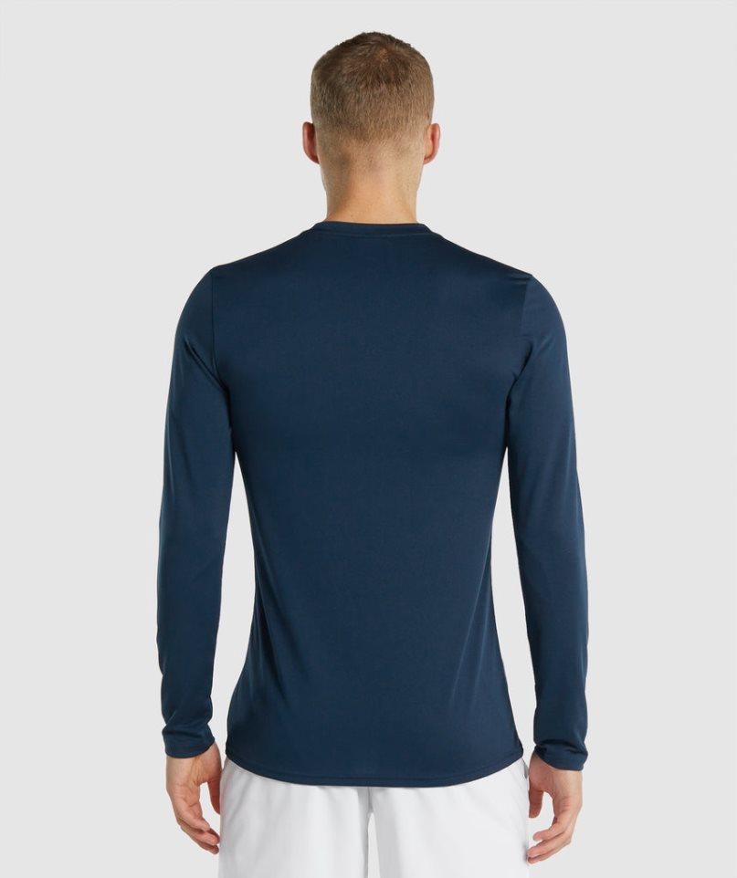 Gymshark Arrival Long Sleeve T-shirts Herren Navy | AT-32-KCDF