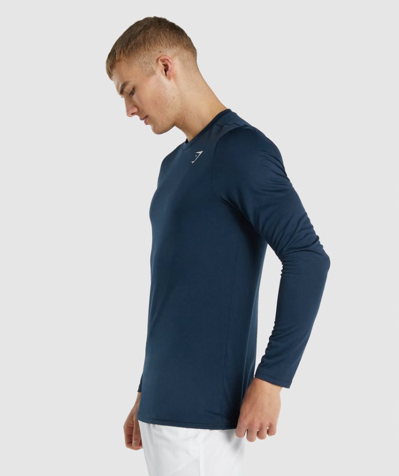 Gymshark Arrival Long Sleeve T-shirts Herren Navy | AT-32-KCDF