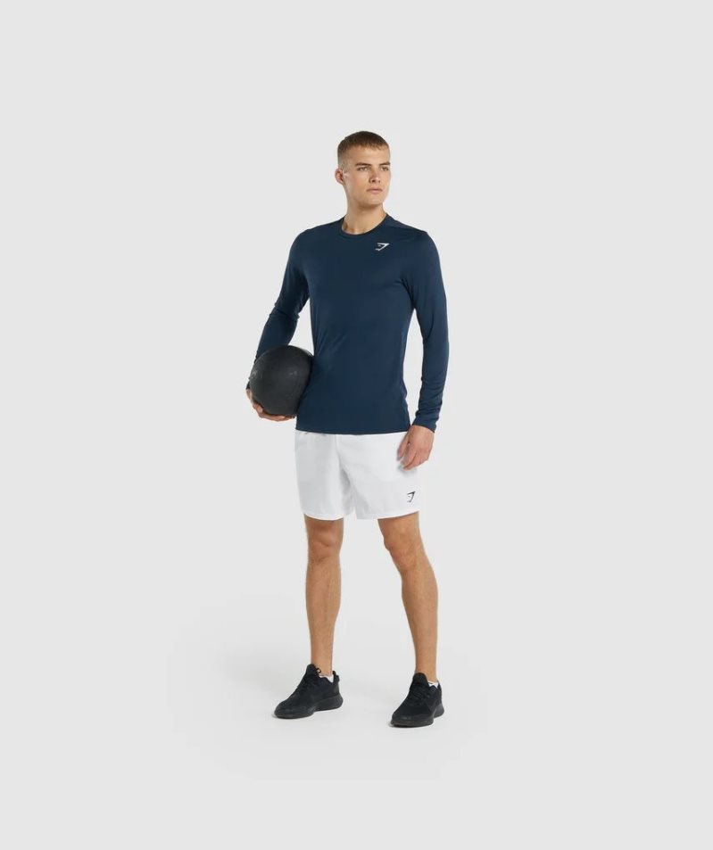 Gymshark Arrival Long Sleeve T-shirts Herren Navy | AT-32-KCDF