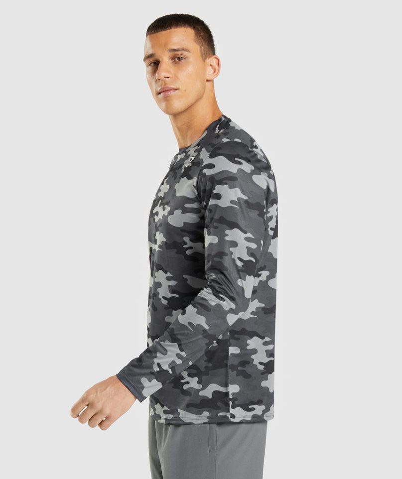 Gymshark Arrival Long Sleeve T-shirts Herren Camouflage | AT-47-JSTN