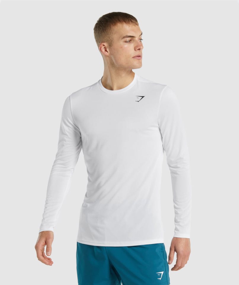 Gymshark Arrival Long Sleeve T-shirts Herren Weiß | AT-57-MRUB