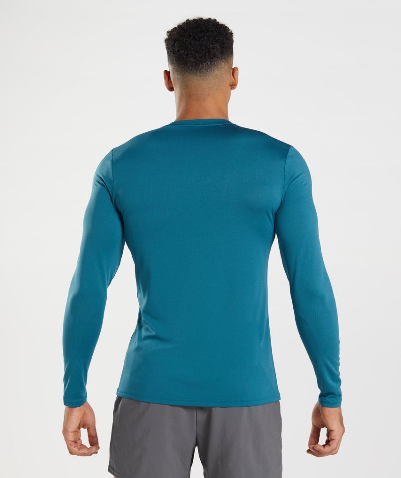 Gymshark Arrival Long Sleeve T-shirts Herren Blau | AT-87-TOZV