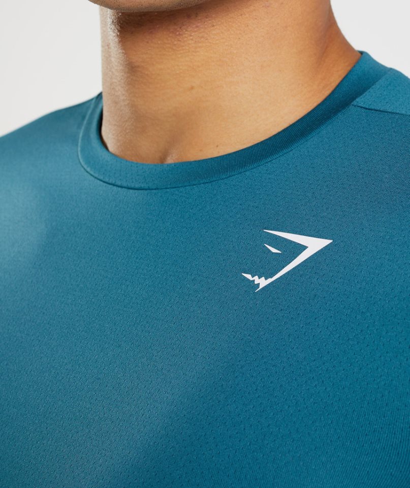 Gymshark Arrival Long Sleeve T-shirts Herren Blau | AT-87-TOZV