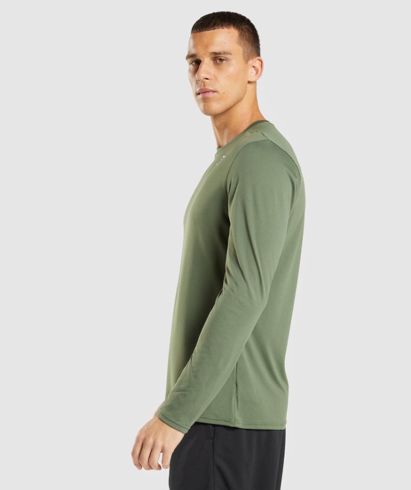 Gymshark Arrival Long Sleeve T-shirts Herren Olivgrün | AT-90-OTKM