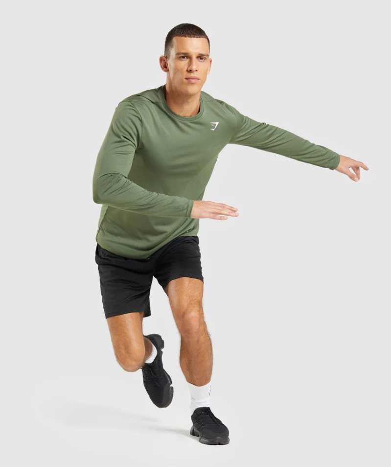 Gymshark Arrival Long Sleeve T-shirts Herren Olivgrün | AT-90-OTKM