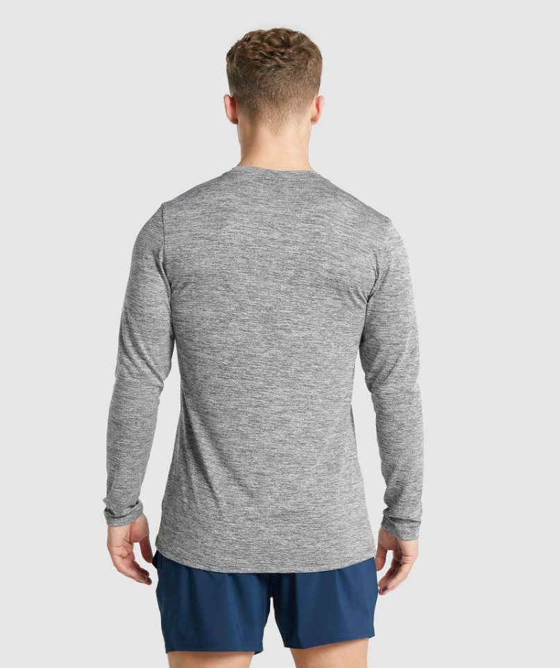 Gymshark Arrival Marl Long Sleeve T-shirts Herren Grau | AT-36-YVWH