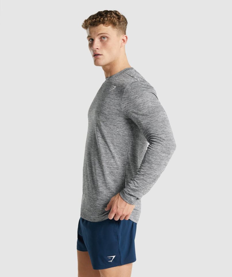 Gymshark Arrival Marl Long Sleeve T-shirts Herren Grau | AT-36-YVWH