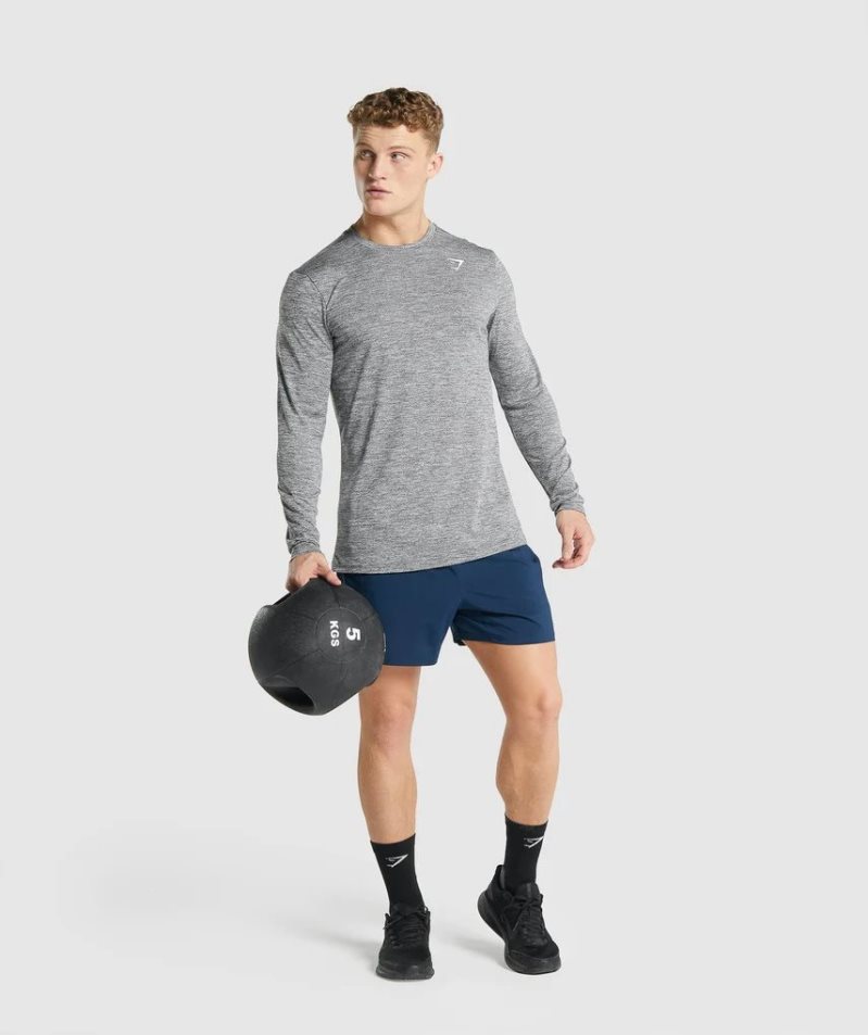 Gymshark Arrival Marl Long Sleeve T-shirts Herren Grau | AT-36-YVWH