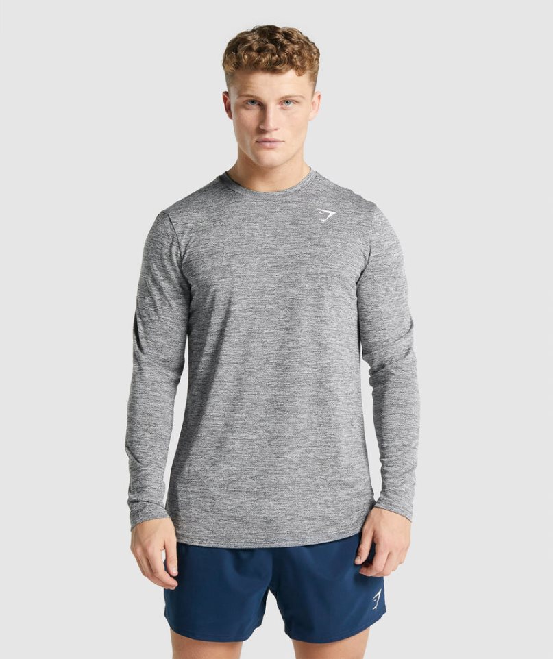 Gymshark Arrival Marl Long Sleeve T-shirts Herren Grau | AT-36-YVWH