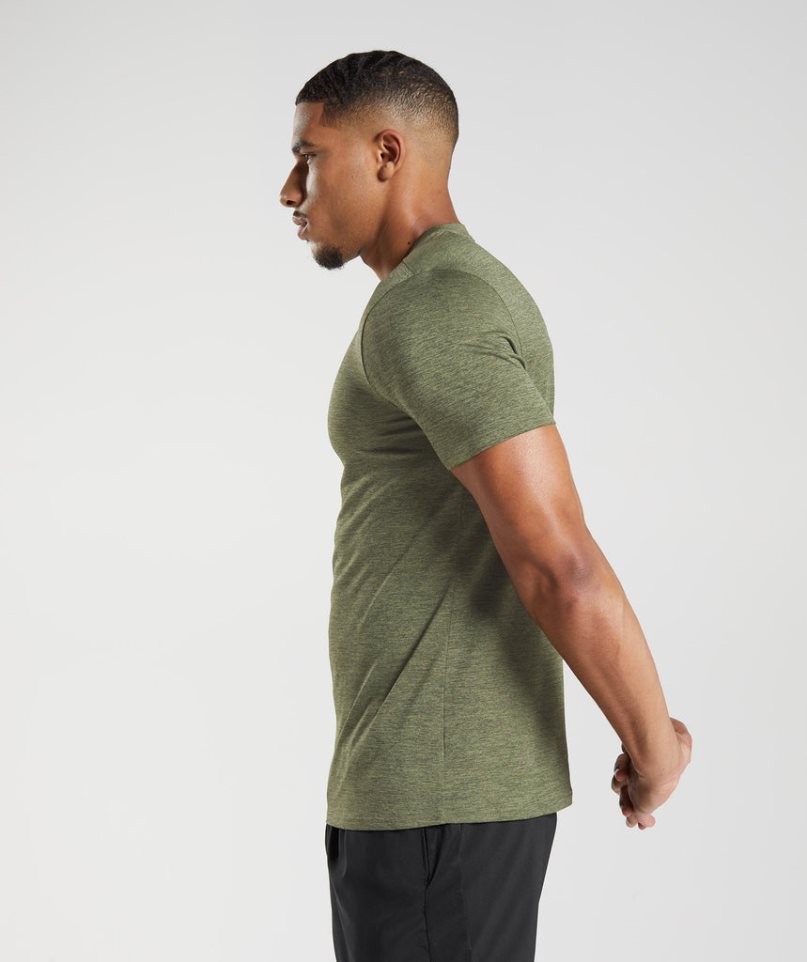 Gymshark Arrival Marl T-shirts Herren Olivgrün | AT-60-MOCK