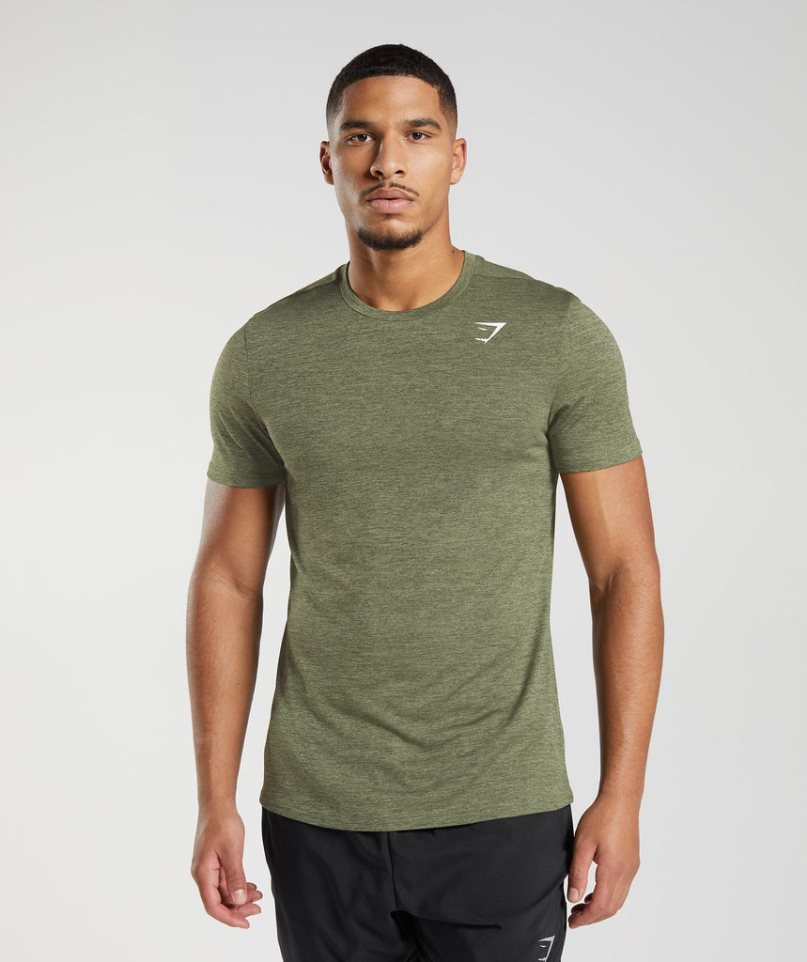 Gymshark Arrival Marl T-shirts Herren Olivgrün | AT-60-MOCK