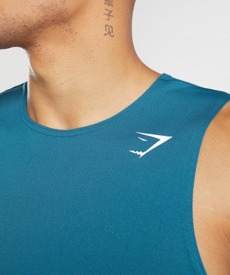 Gymshark Arrival Muskelshirt Herren Blau | AT-19-GTCV