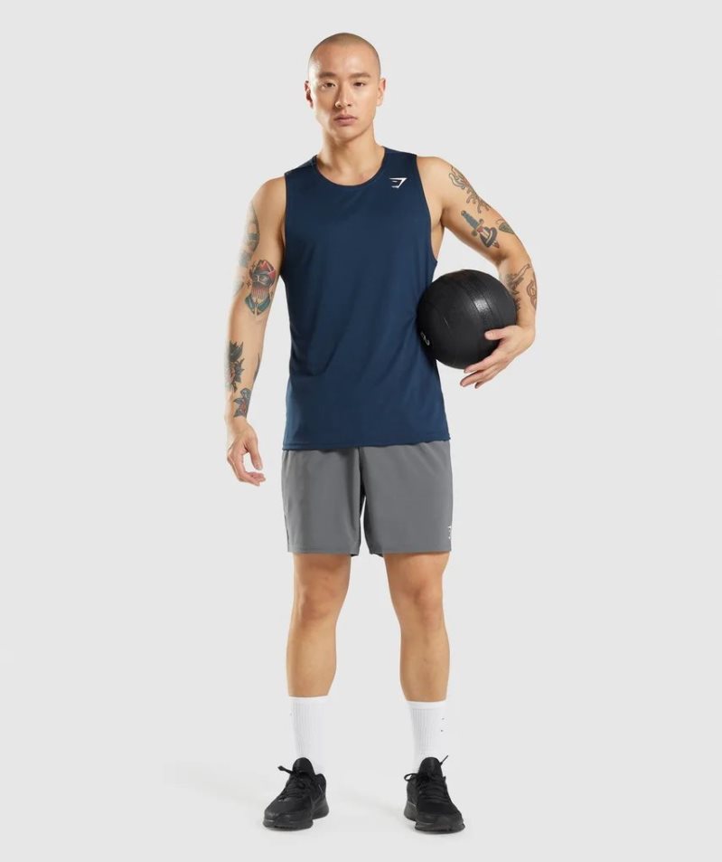 Gymshark Arrival Muskelshirt Herren Navy | AT-20-NWOV