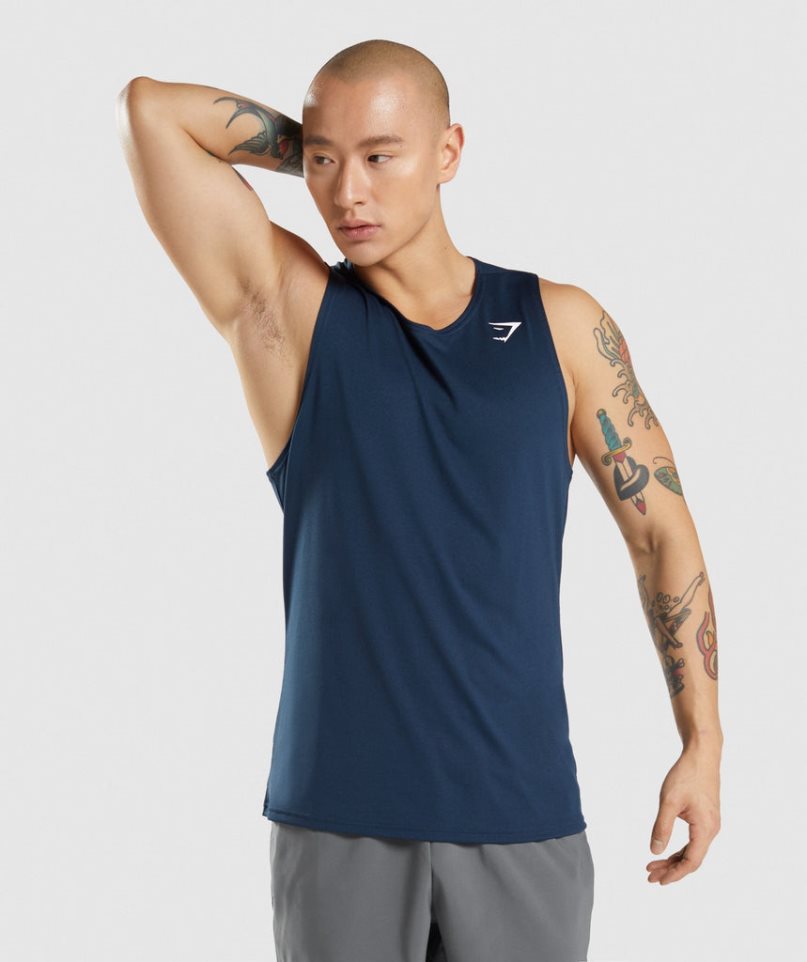 Gymshark Arrival Muskelshirt Herren Navy | AT-20-NWOV