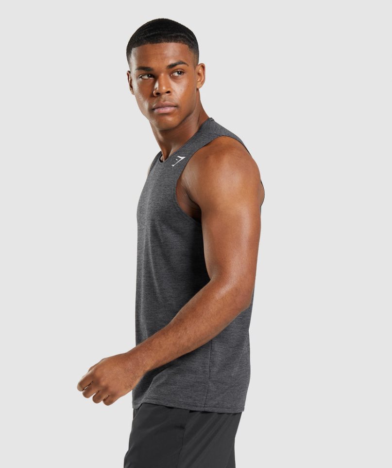 Gymshark Arrival Slim Marl Muskelshirt Herren Schwarz | AT-45-KZUE