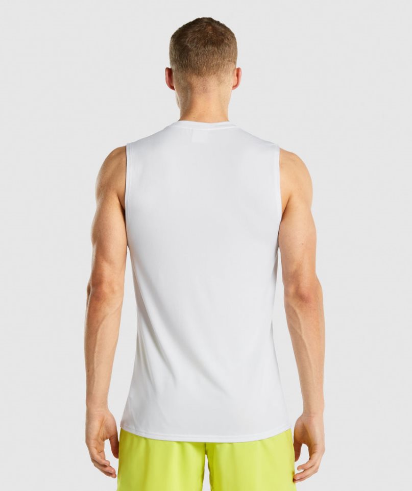 Gymshark Arrival Ärmellose Muskelshirt Herren Weiß | AT-50-LUXP