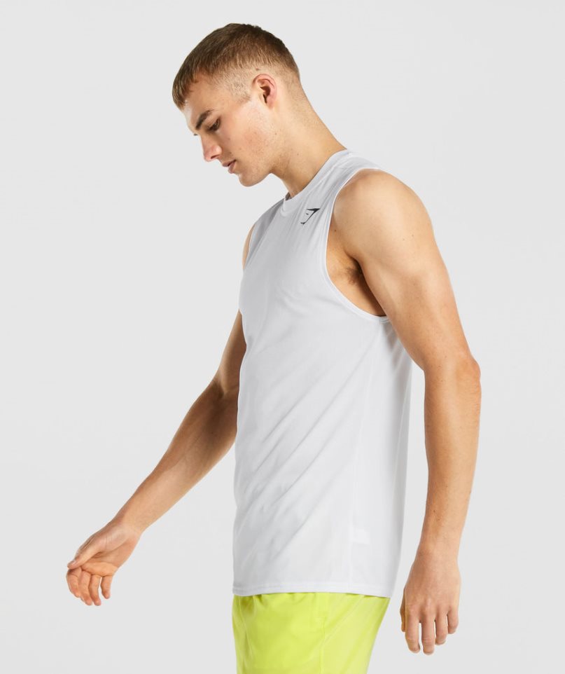 Gymshark Arrival Ärmellose Muskelshirt Herren Weiß | AT-50-LUXP