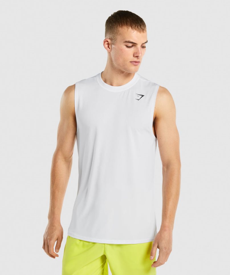 Gymshark Arrival Ärmellose Muskelshirt Herren Weiß | AT-50-LUXP