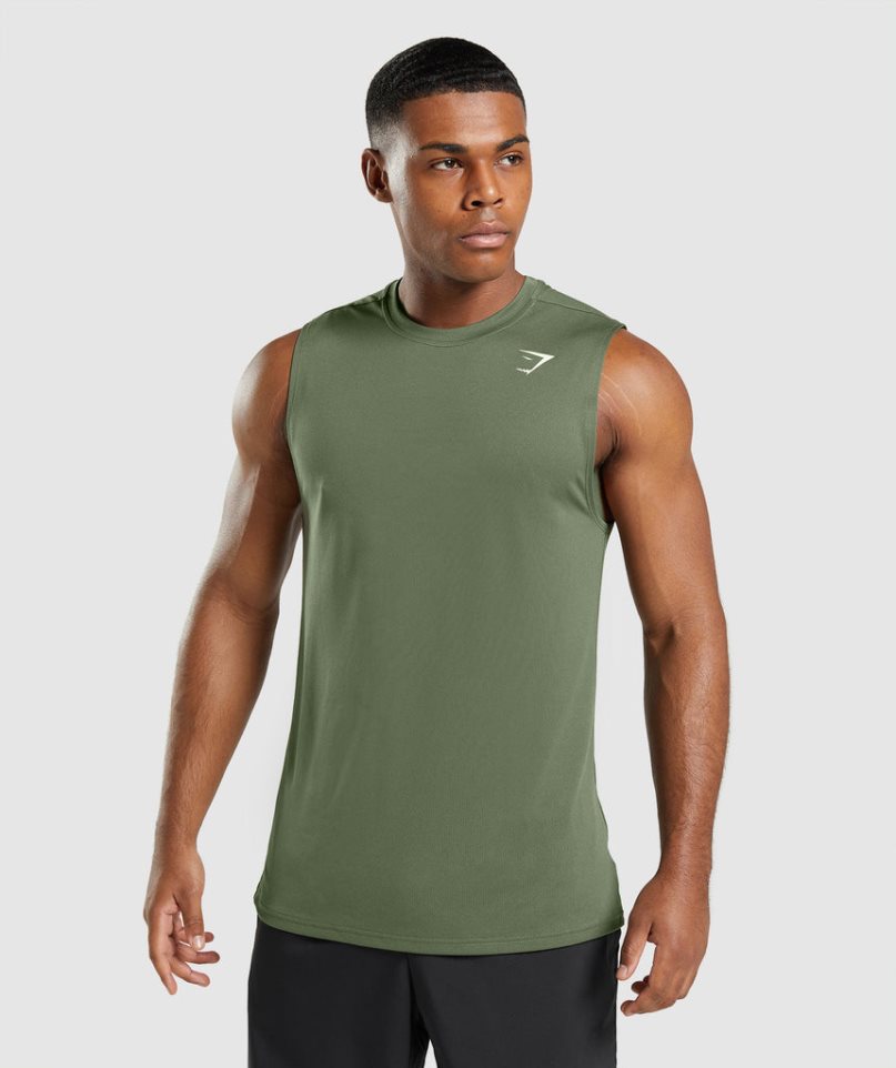 Gymshark Arrival Ärmellose Muskelshirt Herren Olivgrün | AT-53-SQZO