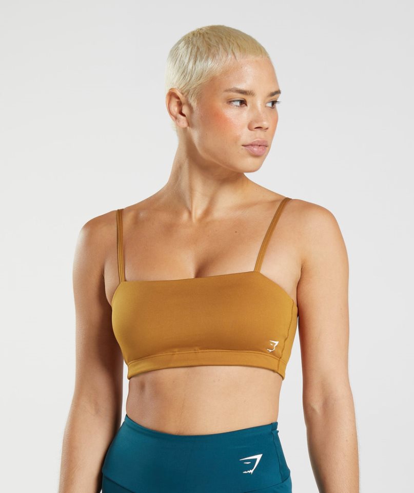 Gymshark Bandeau Sport Bh Damen Braun | AT-25-CFKI