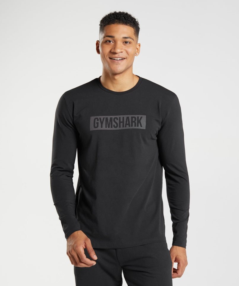 Gymshark Block Long Sleeve T-shirts Herren Schwarz | AT-07-KVOR