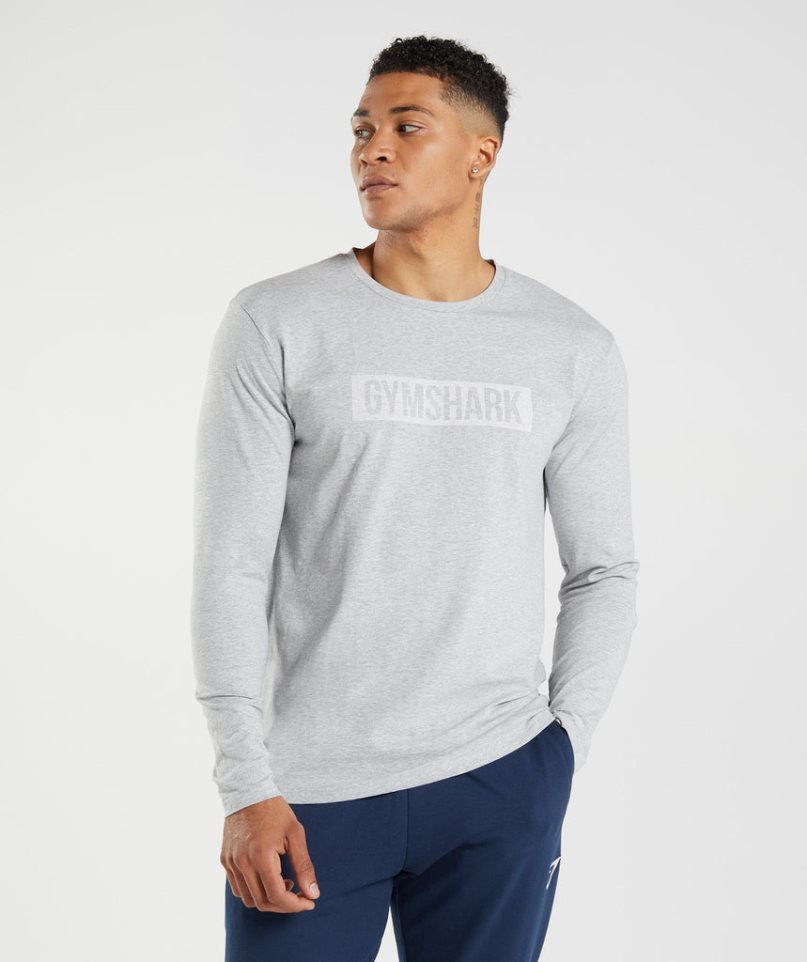 Gymshark Block Long Sleeve T-shirts Herren Hellgrau | AT-43-REMJ