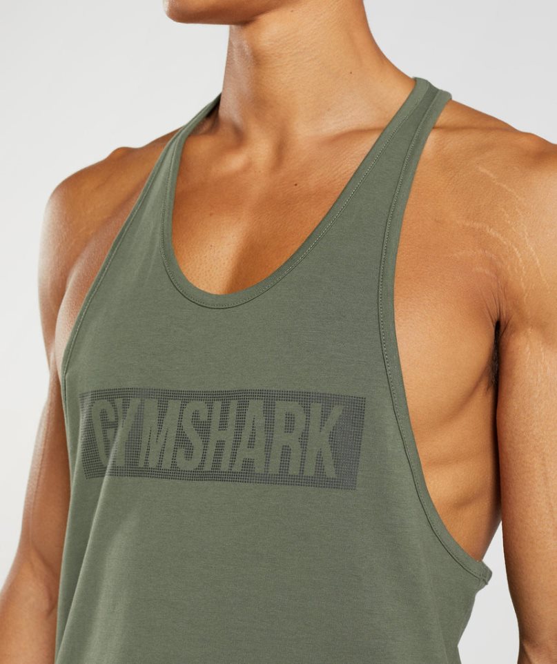 Gymshark Block Stringer Muskelshirt Herren Olivgrün | AT-49-POWL