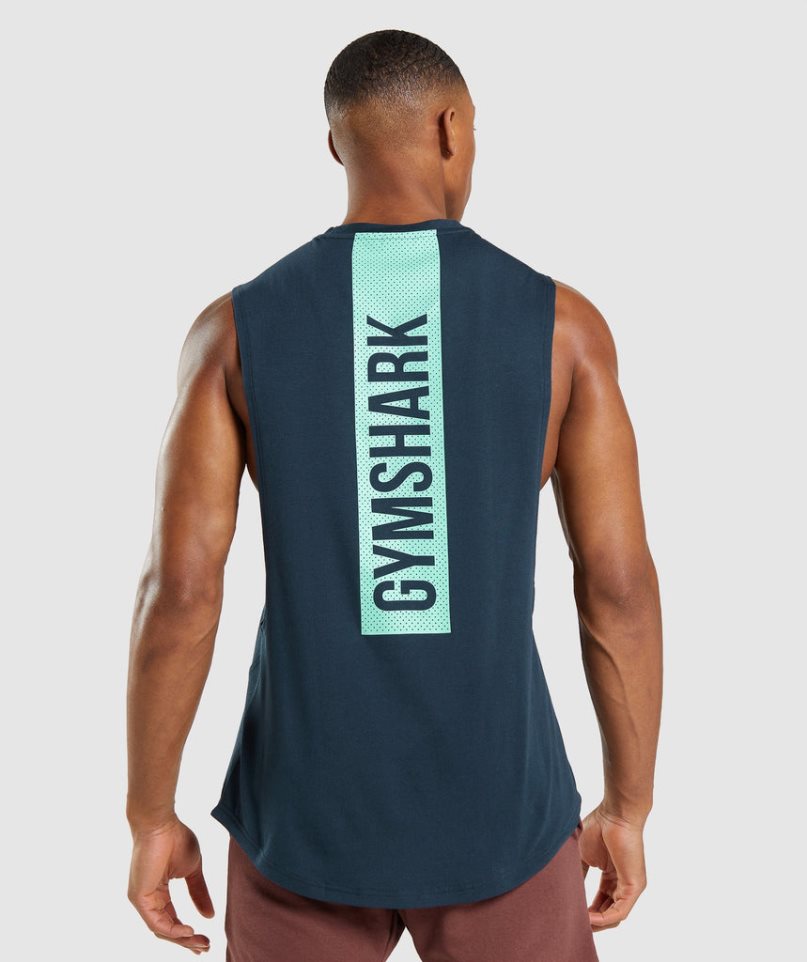 Gymshark Bold Drop Arm Muskelshirt Herren Navy | AT-53-HKIR