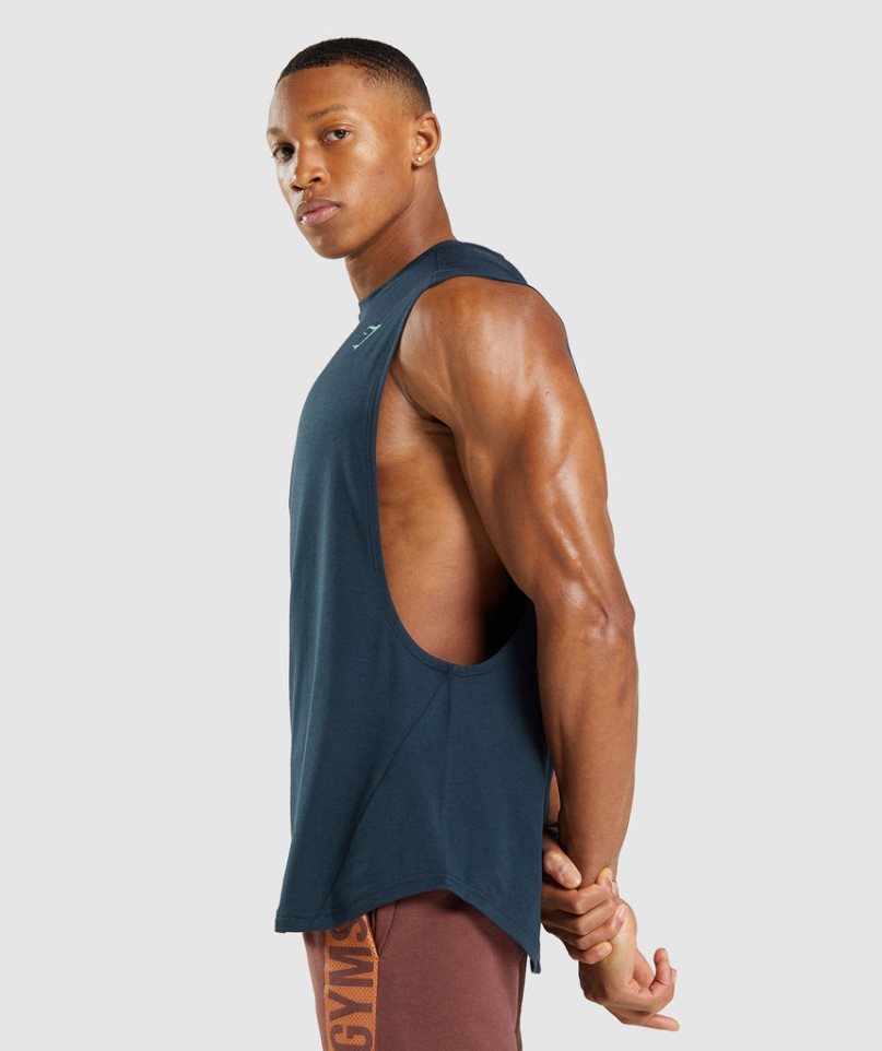 Gymshark Bold Drop Arm Muskelshirt Herren Navy | AT-53-HKIR