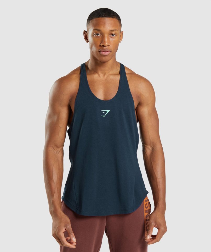 Gymshark Bold Stringer Muskelshirt Herren Navy | AT-30-UCPR