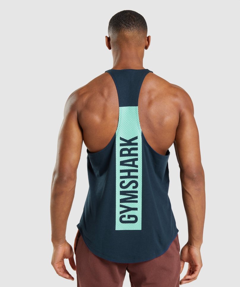 Gymshark Bold Stringer Muskelshirt Herren Navy | AT-30-UCPR