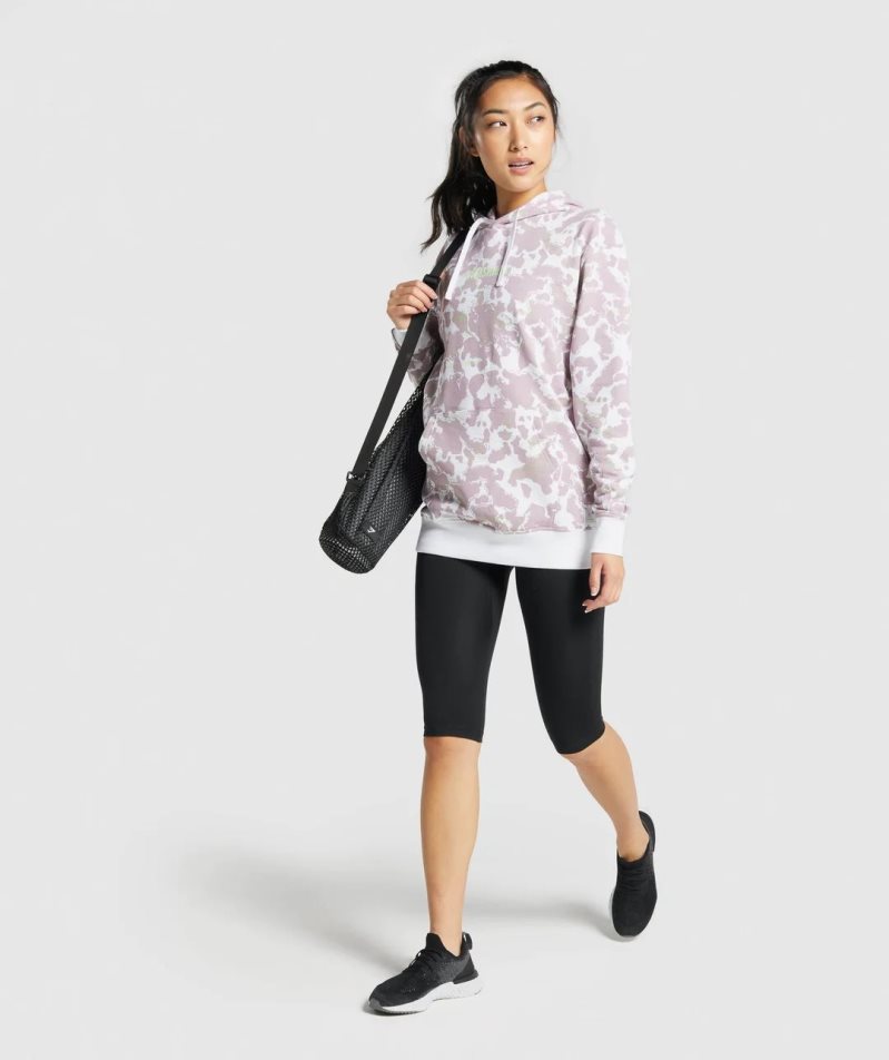 Gymshark Camo Graphic Oversized Hoodie Damen Helllila | AT-43-FTQJ