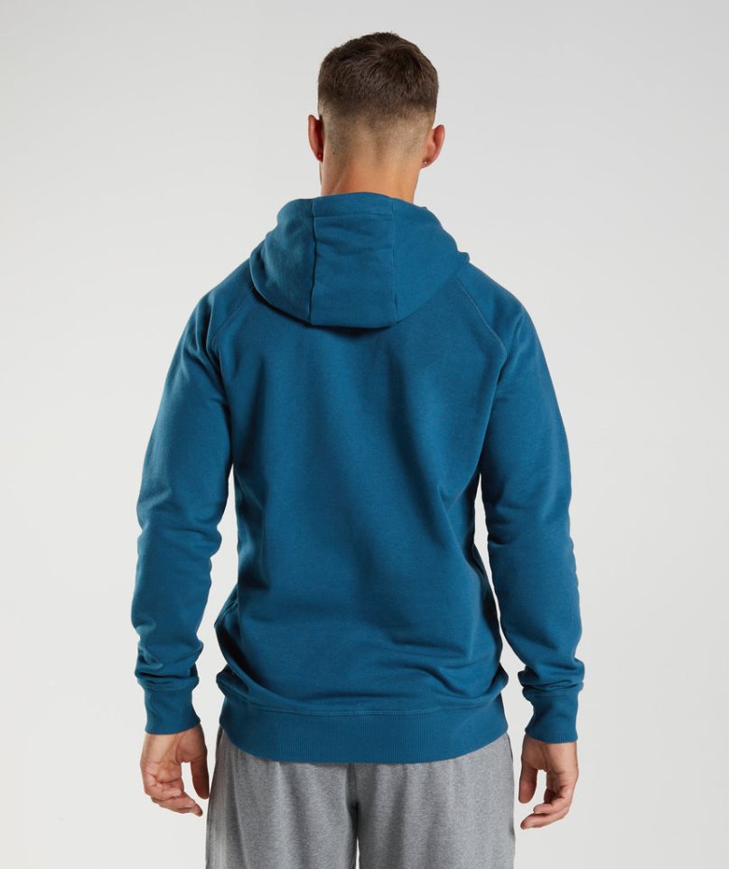 Gymshark Crest Hoodie Herren Blau | AT-03-ELYN