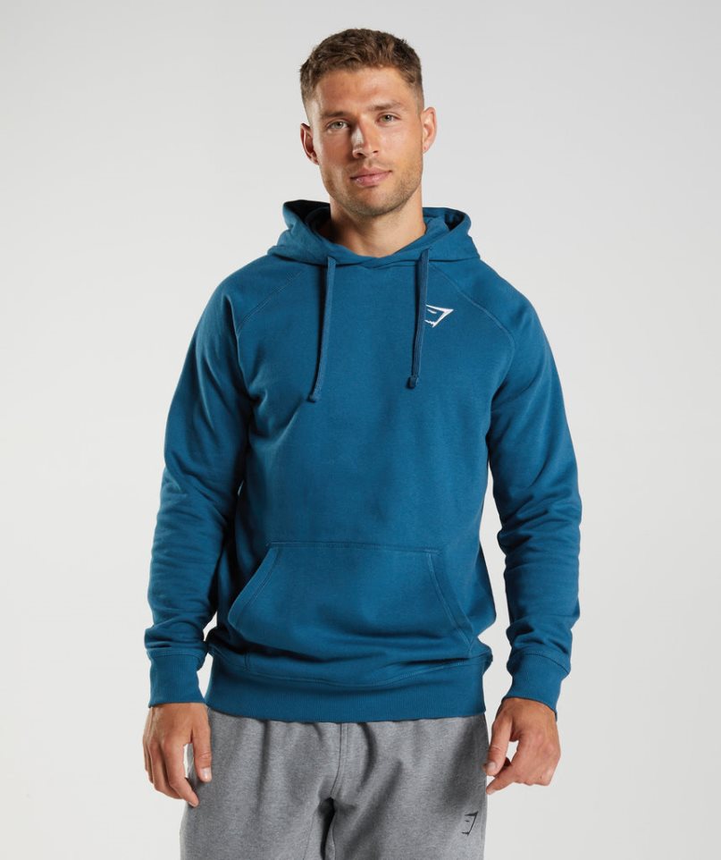 Gymshark Crest Hoodie Herren Blau | AT-03-ELYN