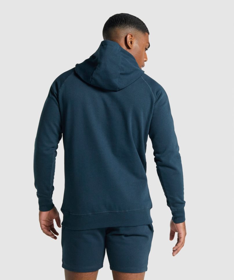 Gymshark Crest Hoodie Herren Navy | AT-83-EHOQ