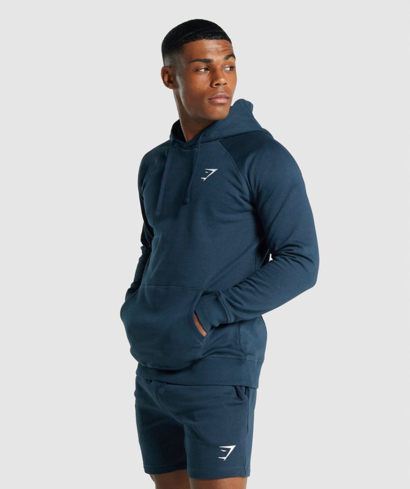 Gymshark Crest Hoodie Herren Navy | AT-83-EHOQ