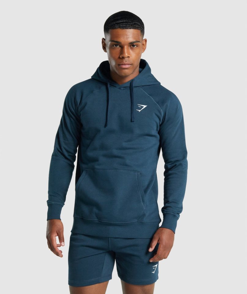 Gymshark Crest Hoodie Herren Navy | AT-83-EHOQ