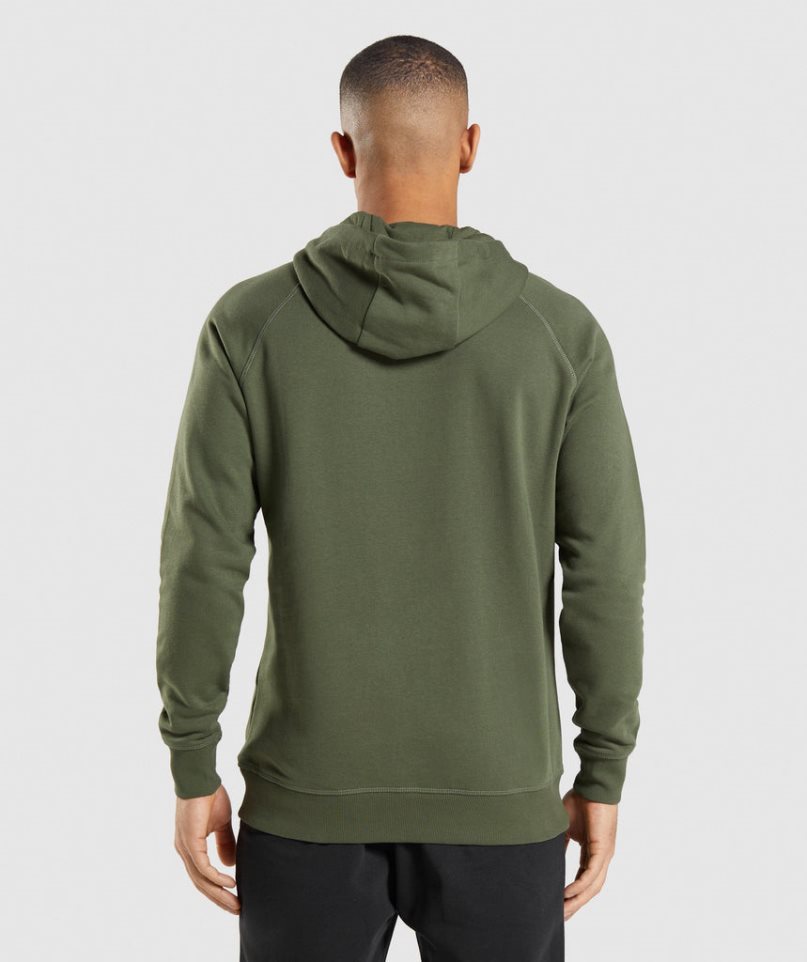 Gymshark Crest Hoodie Herren Olivgrün | AT-90-FYGQ