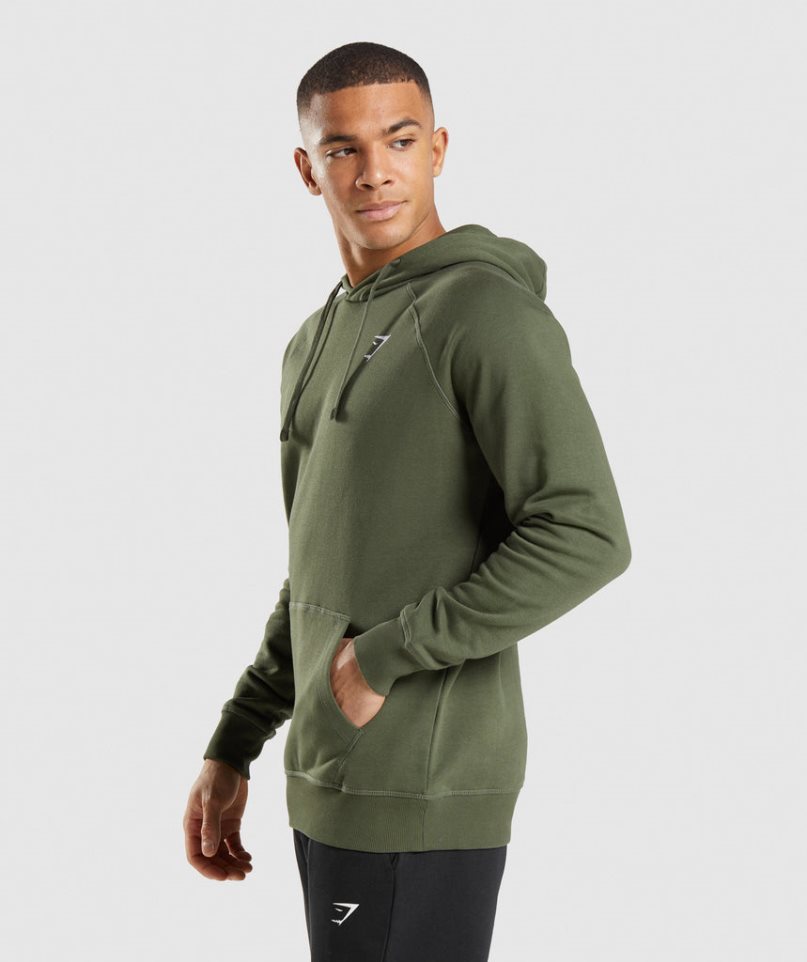 Gymshark Crest Hoodie Herren Olivgrün | AT-90-FYGQ