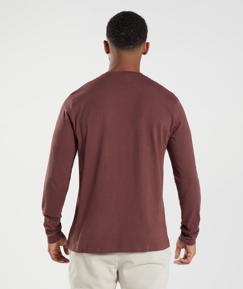 Gymshark Crest Long Sleeve T-shirts Herren Braun | AT-20-JODU