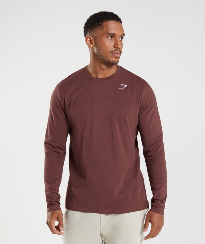 Gymshark Crest Long Sleeve T-shirts Herren Braun | AT-20-JODU