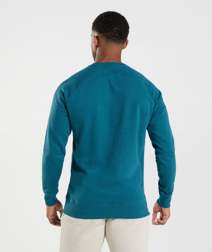 Gymshark Crest Sweatshirts Herren Blau | AT-36-IWBX