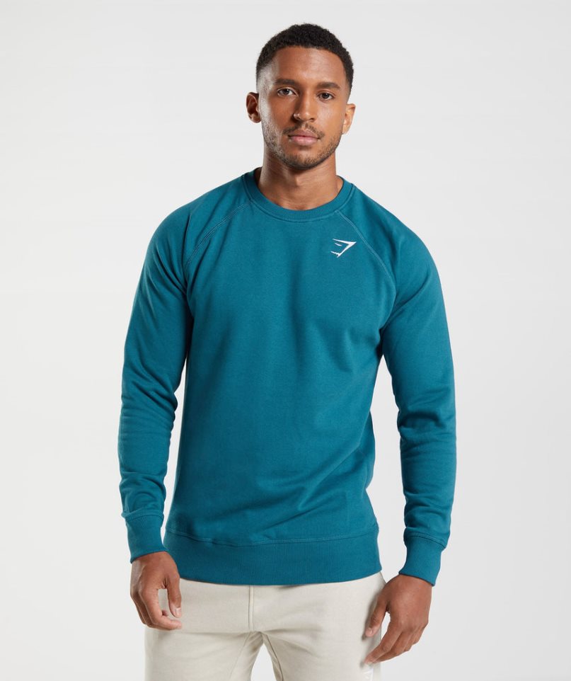 Gymshark Crest Sweatshirts Herren Blau | AT-36-IWBX