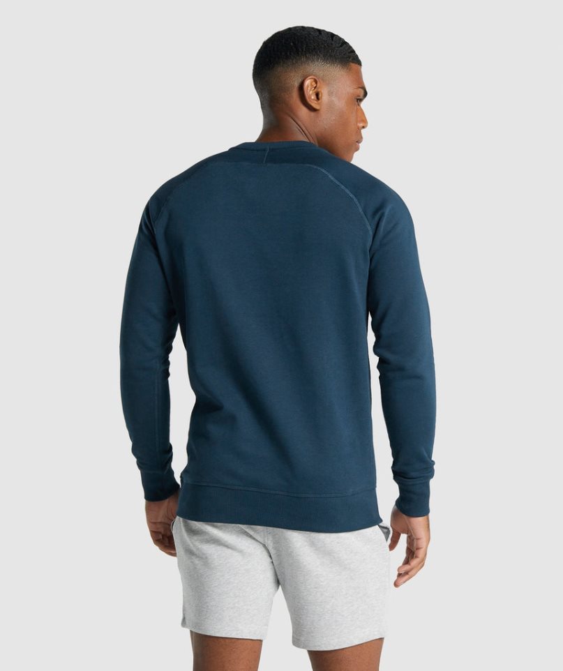 Gymshark Crest Sweatshirts Herren Navy | AT-74-YWIT