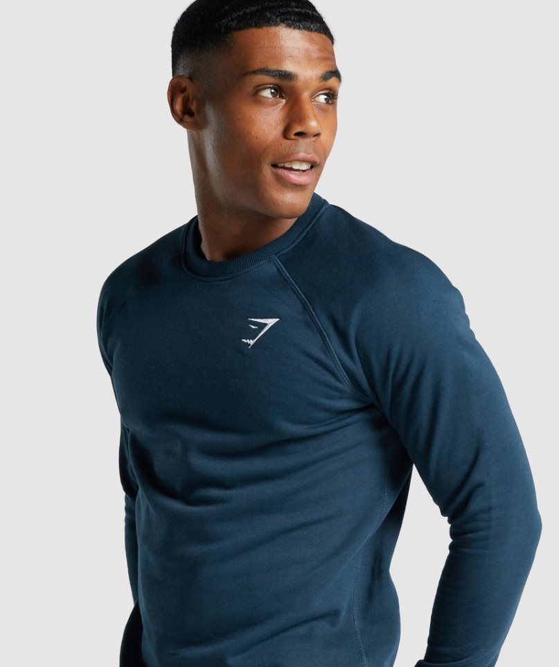 Gymshark Crest Sweatshirts Herren Navy | AT-74-YWIT