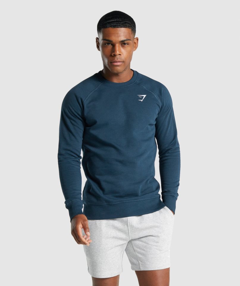 Gymshark Crest Sweatshirts Herren Navy | AT-74-YWIT