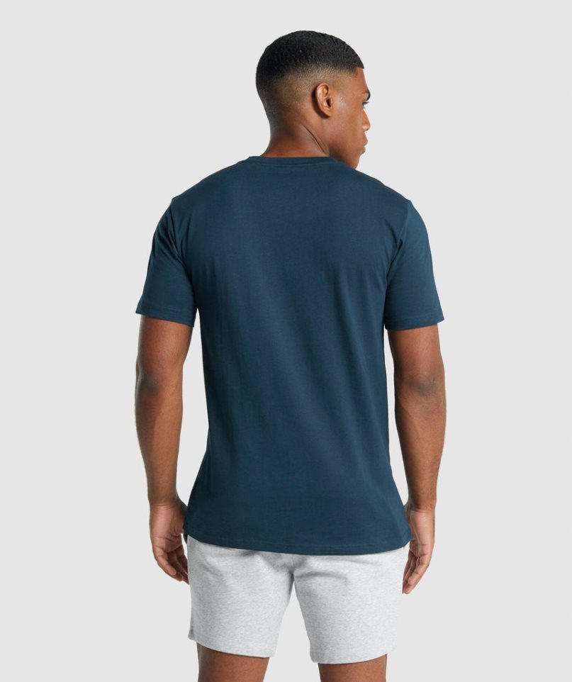 Gymshark Crest T-shirts Herren Navy | AT-38-BWCN